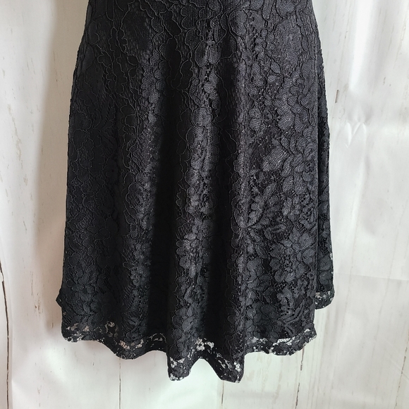 Aaron & amber black lace halter mini dress strappy back size large new prom - Picture 5 of 7